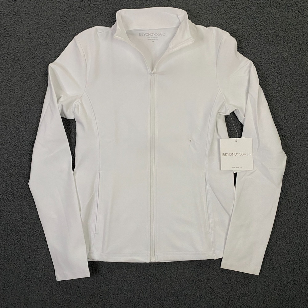 Beyond Yoga Spacedye On The‎ Go Mock Neck Jacket size XS White Full Zip Stretch